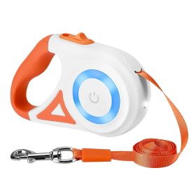 16FT Retractable Dog Leash Extendable Pet Leash Dog Walking Leash with Flashlight RGB Light 2 Rolls of Waste Bags Dispenser Fit for 66-110lbs (Color: Orange, size: One size)